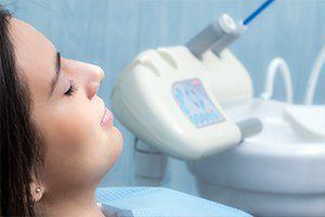 Relaxed woman in dental chair