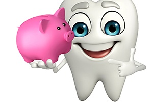 piggy bank tooth illustration for cost of cosmetic dentistry in Carrollton 