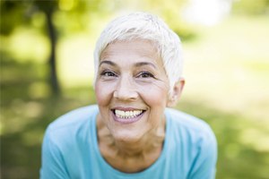 An older woman smiling