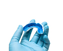 An up-close look at a customized mouthguard used to protect a person’s smile