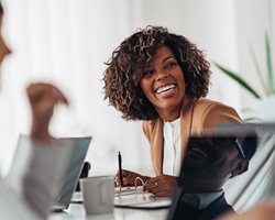 Woman smiling at work 