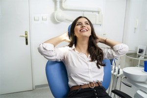Woman feeling relaxed after nitrous oxide dental sedation in Carrollton 