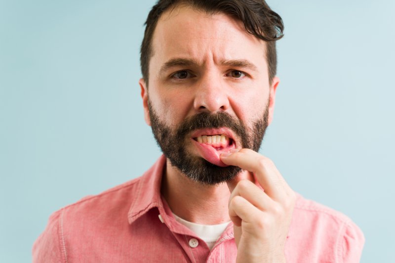 A man worried about his gum disease