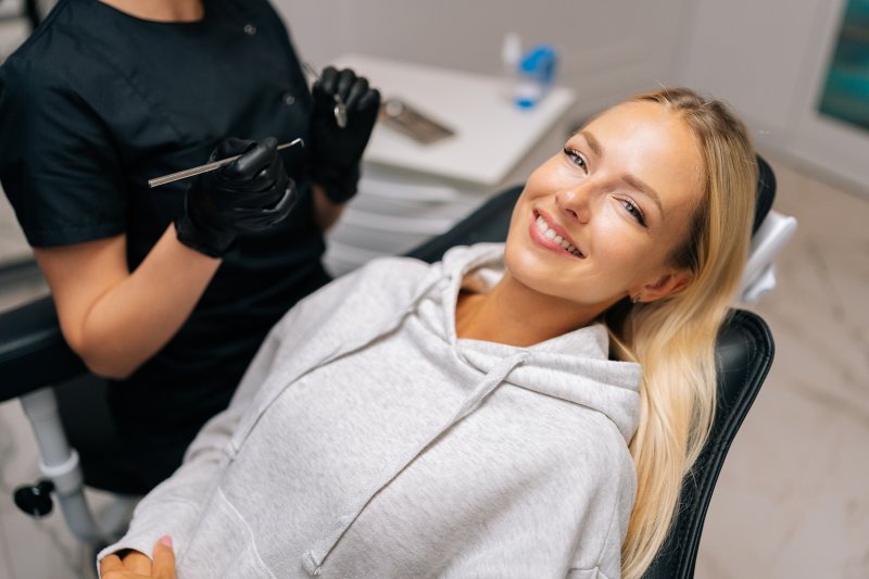 female patient undergoing a dental checkup