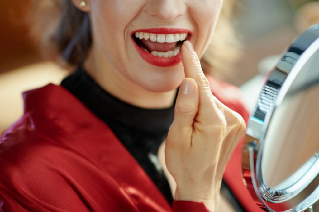 A woman with dental bonding on her tooth